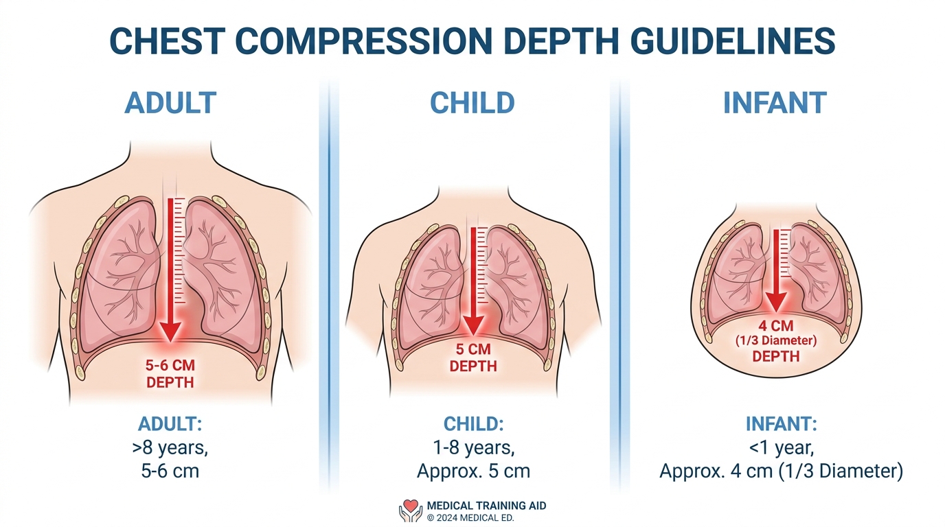 Comparación de profundidad de compresiones entre adulto, niño y lactante
